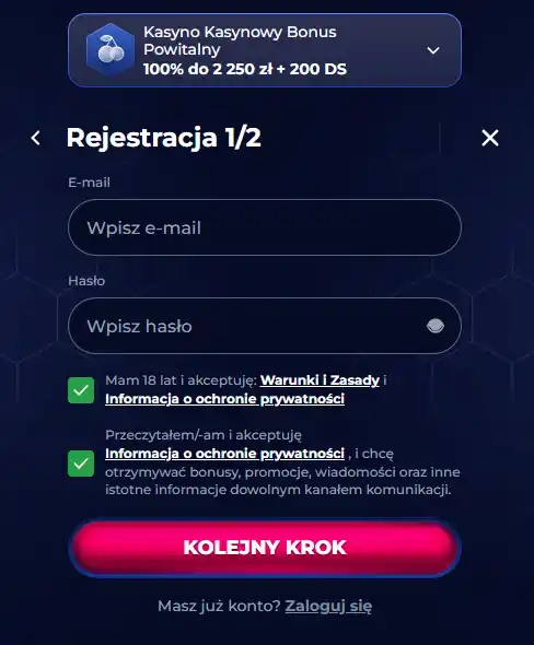 Aktualny formularz rejestracji ViperWin
